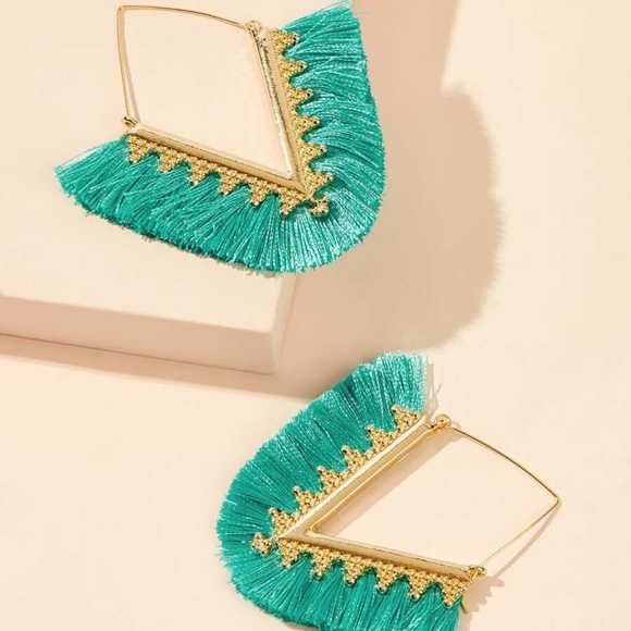 Green with Envy TAssel Earrings - Picture 2 of 3